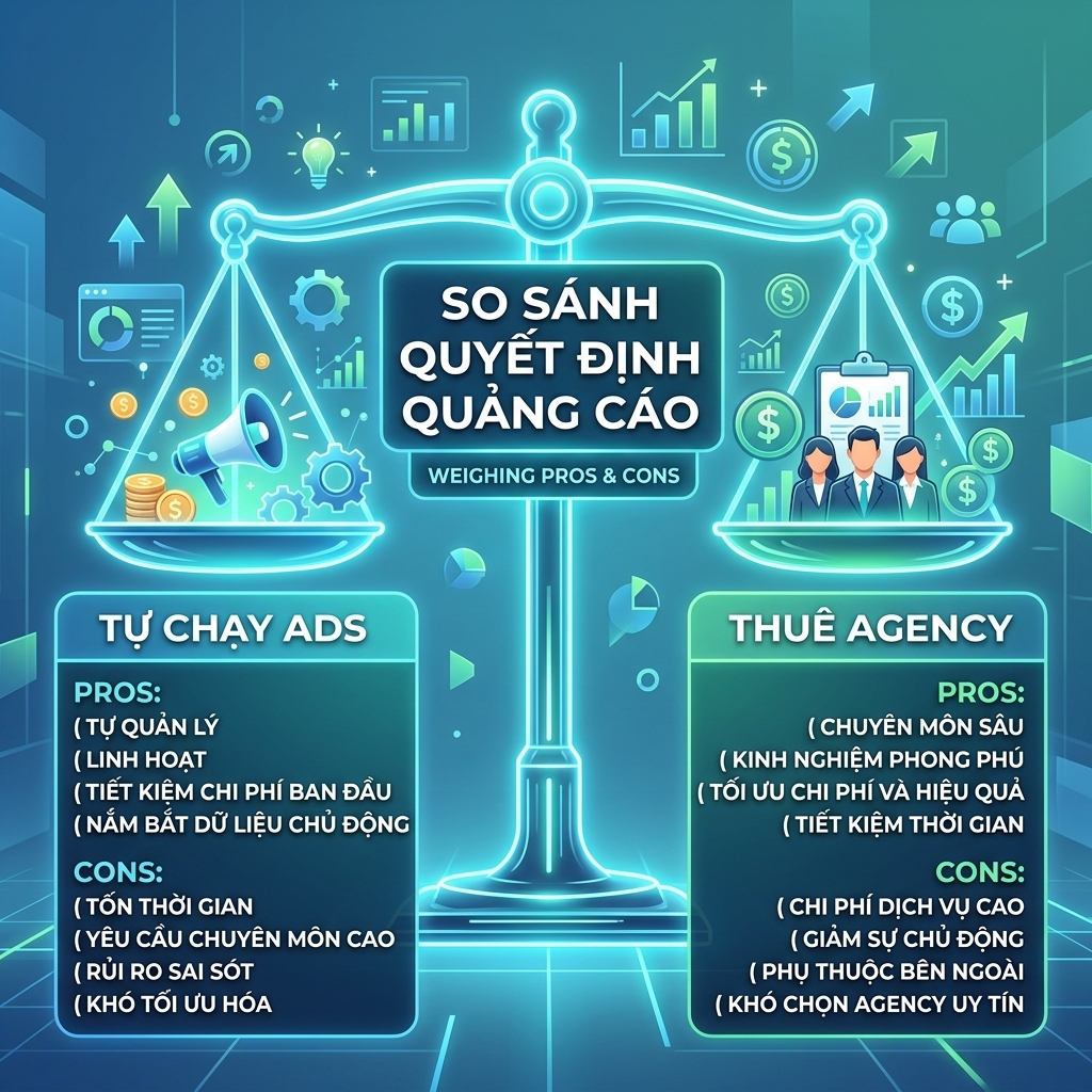 So sánh Tự chạy Ads và Thuê Agency