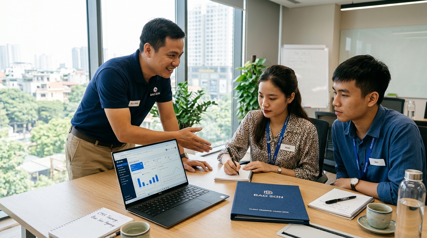 Kỹ sư trưởng Truyền thông Bảo Sơn đào tạo quản trị website doanh nghiệp và bàn giao 100% mã nguồn cho công ty khách hàng Kỹ sư trưởng Truyền thông Bảo Sơn đào tạo quản trị website doanh nghiệp và bàn giao 100% mã nguồn cho công ty khách hàng