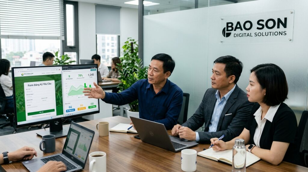 Chuyên gia kỹ thuật Truyền Thông Bảo Sơn tư vấn dịch vụ kết nối khách tiềm năng với CRM trên website giúp đồng bộ biểu mẫu về phần mềm quản lý trong 3 giây