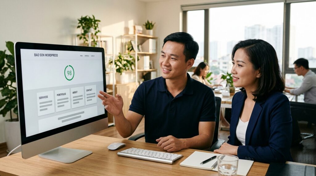 Kiến trúc sư Truyền thông Bảo Sơn tư vấn dịch vụ làm web WordPress chuyên nghiệp đạt chuẩn tốc độ 98 điểm cho doanh nghiệp tại Hà Nội