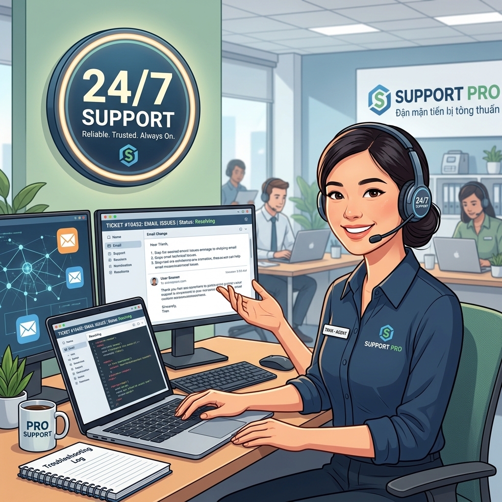 Hỗ trợ kỹ thuật email 24/7