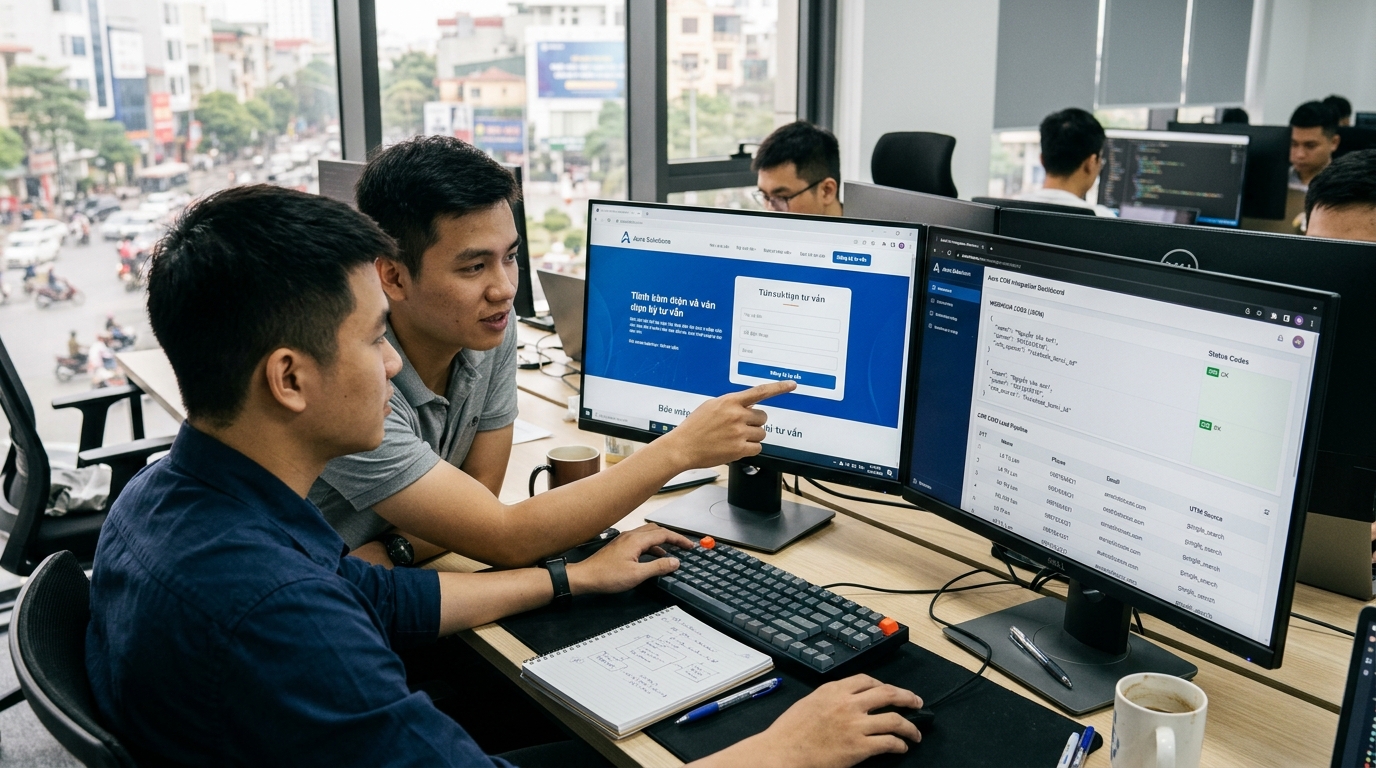 Kỹ sư lập trình Truyền Thông Bảo Sơn cấu hình Webhook REST API và tham số UTM trong dịch vụ kết nối khách tiềm năng với CRM trên website