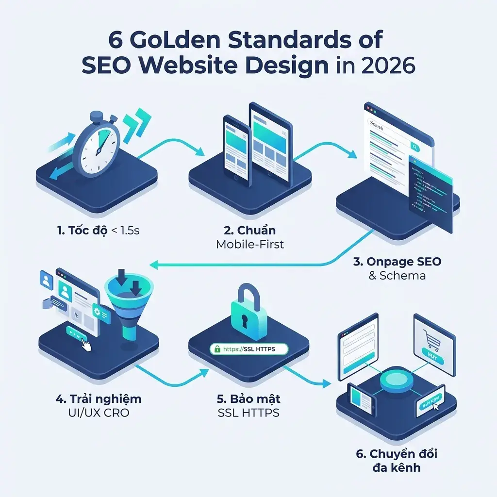 Infographic 6 tiêu chuẩn vàng của website chuẩn SEO thế hệ mới tại Bảo Sơn Ads
