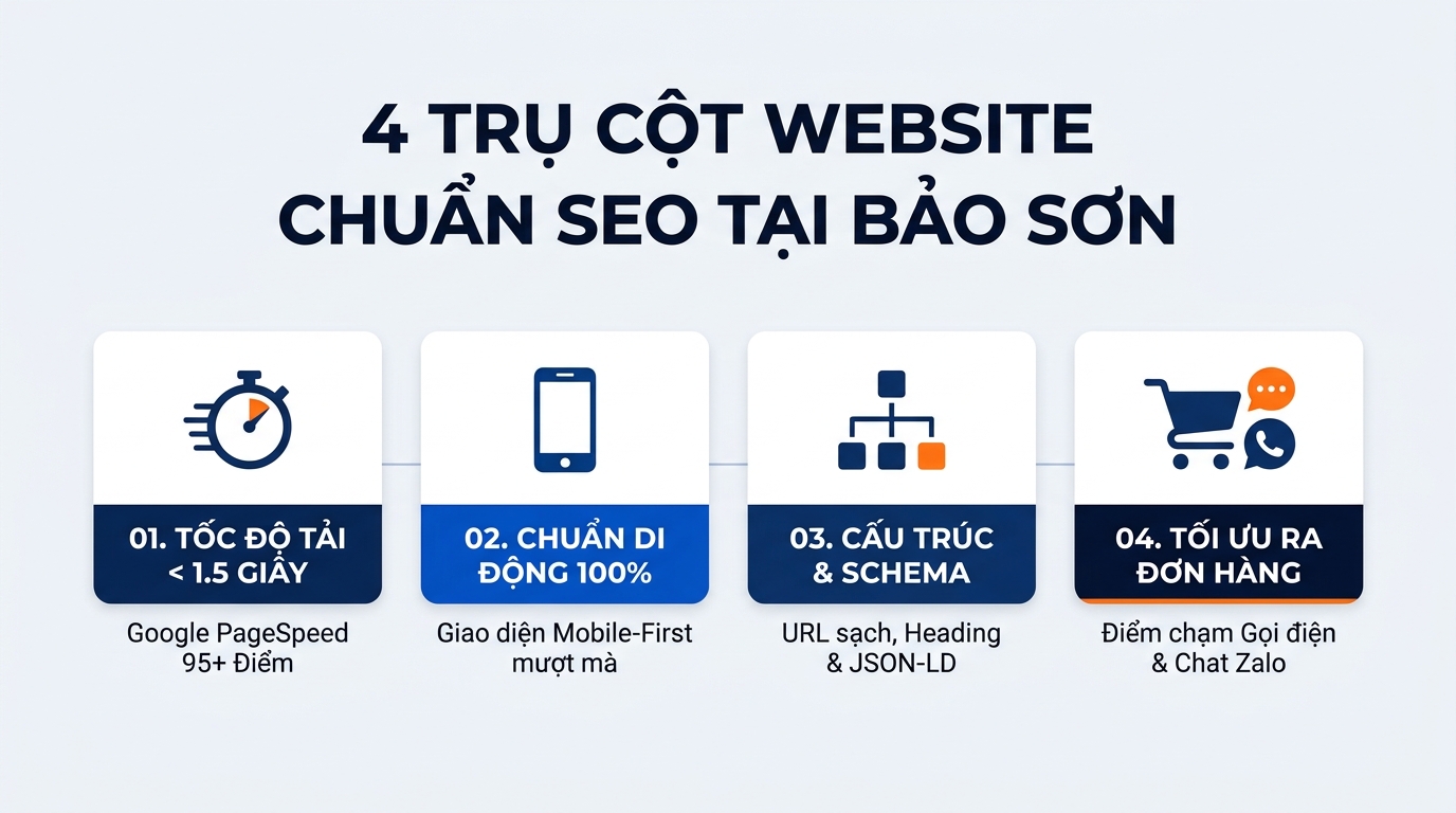 Bốn trụ cột kiến trúc website chuẩn SEO thực chiến tại Truyền thông Bảo Sơn